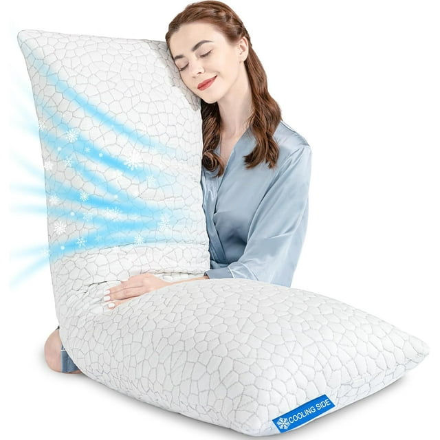Cooling Bed Pillows for Sleeping 1 Pack Shredded Memory Foam Pillows