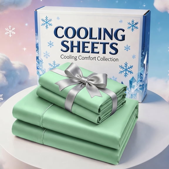 Cooling Bed Sheet Set, Deep Pocket 3 Piece Breathable Bedding(Light Green,Twin)