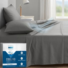 Cooling Bed Sheet Set Queen Size Deep Pocket Moisture Wicking Ultra Soft Grey 4 Pieces