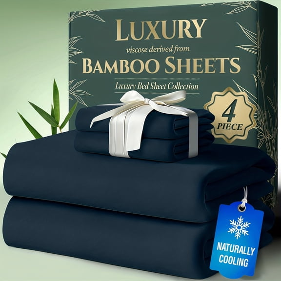 Cooling Bed Sheet Sets - Luxurious & Ultra-Soft for Kids, Cooling Sheets for Hot Sleepers - Comfortable & Cool, Bamboo Blend Sheets Twin/Full/Queen/King Size, Deep Pockets