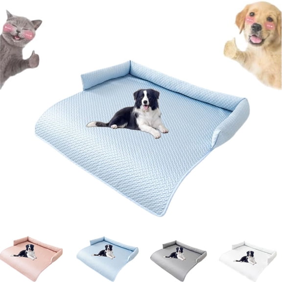 Cooling Bed for Dog, Washable Cooling Mat for Large Dogs with Removable Cover, Cover Breathable Summer Pet Couch Bed Protector Indoor (B)