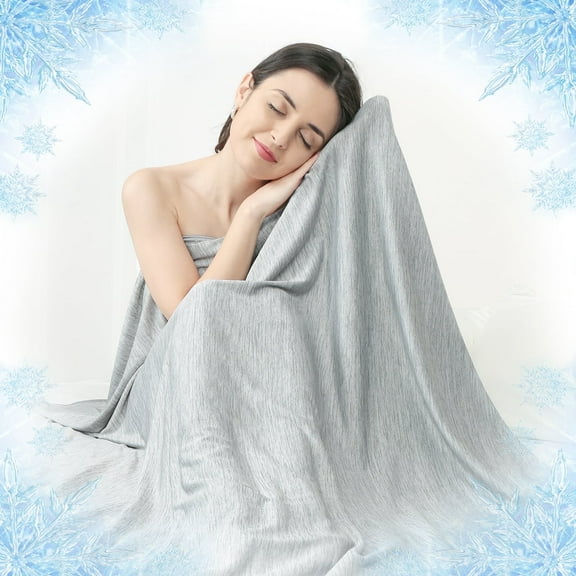 Alanda Cooling Blanket Queen Size, Double-sided(Arc-Chill Fabric/Cotton) Summer Blanket, Japanese Arc-Chill Technology Q-Max>0.5 Lightweight Cooling Blanket for Hot Sleepers Gray 79" X 86"