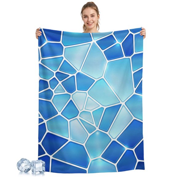 Cooling Blanket Blue Ceramic Tiles Cooling Blankets for Hot Sleepers Abstract Art Puzzles Structure Cool Blanket Soft Ice Cold Summer Rest Throw Blanket for Night Sweats Couch Bed Sofa 30x40 Inch