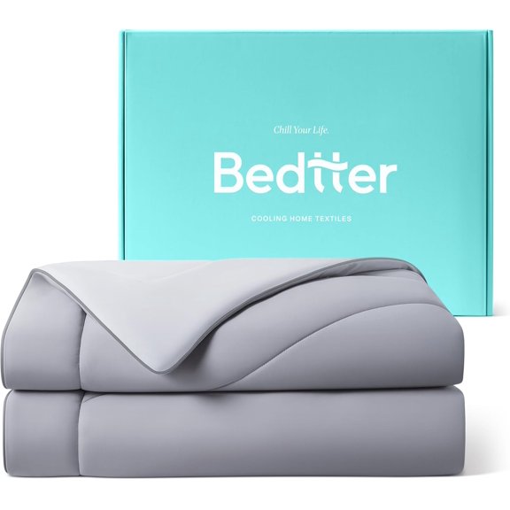 Cooling Blanket Comforter for Hot Sleepers Queen Size | Summer Cold Blanket, Lightweight Cool Comforter, Soft Breathable Bed Cooling Dual-Sided Cool Tech, 90"x90", Grey