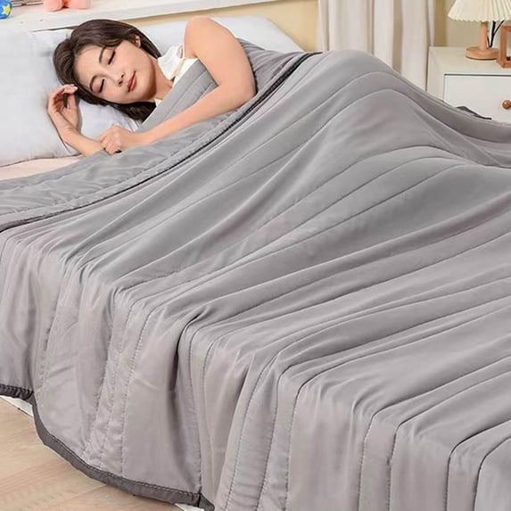 Cooling Blanket, Gaqring Temperature Regulating Ice Fiber Comforter, Breathable Double Sided Cold Effect Quilt for Hot Sleepers All-Season Use, Gray