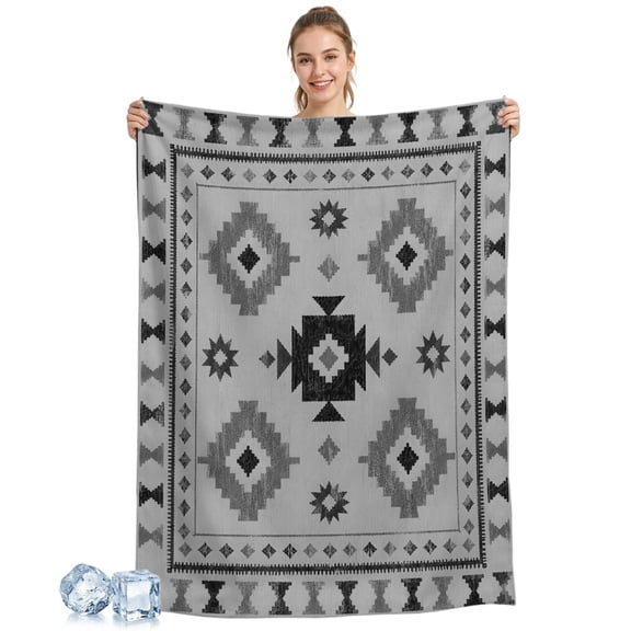 Cooling Blanket Grey Southwestern Aztec Arrows Cooling Blankets for Hot Sleepers Bohemian Tribal Cool Blanket Soft Ice Cold Summer Rest Throw Blanket for Night Sweats Couch Bed Sofa 30x40 Inch