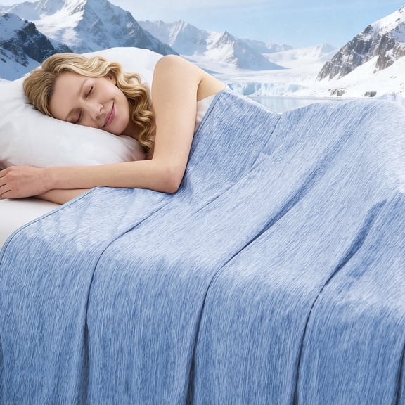 Cooling Blanket for Hot Sleepers, Absorbs Heat to Keep Adults Cool, Cloud Print Summer Throw Blanket, Lightweight Soft Cold Blanket for Couch Bed Travel Camping, Blue, Throw (50"x70")