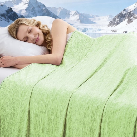 Cooling Blanket for Hot Sleepers, Absorbs Heat to Keep Adults Cool, Cloud Print Summer Throw Blanket, Lightweight Soft Cold Blanket for Couch Bed Travel Camping, Green, Queen (90"x90")