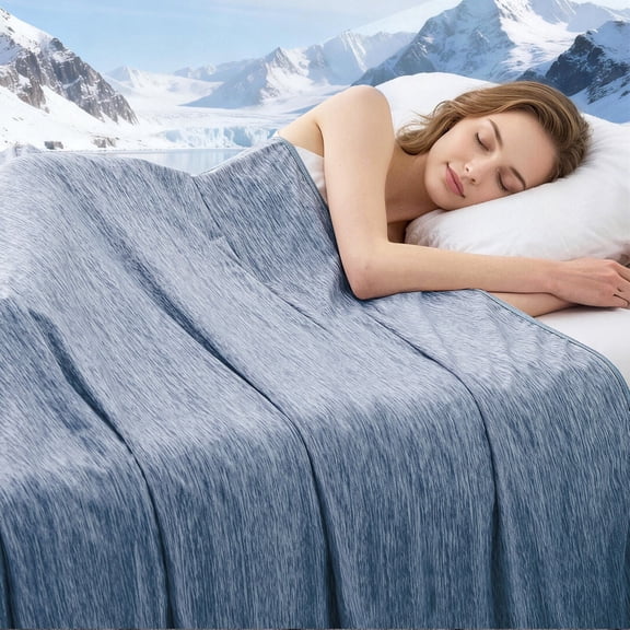 Cooling Blanket for Hot Sleepers, Absorbs Heat to Keep Adults Cool, Cloud Print Summer Throw Blanket, Lightweight Soft Cold Blanket for Couch Bed Travel Camping, Navy, Queen (90"x90")
