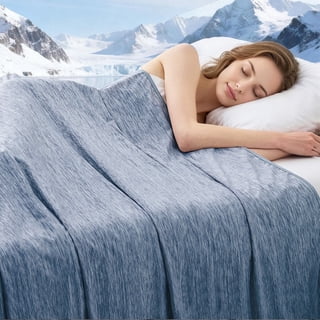 Cooling Blanket for Hot Sleepers, Absorbs Heat to Keep Adults Cool, Cloud Print Summer Throw Blanket, Lightweight Soft Cold Blanket for Couch Bed Travel Camping, Navy, Twin (60"x80")