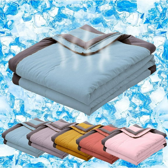 Cooling Blanket for Hot Sleepers, Cool Summer Comforter, 67"X79" Twin Cold Blankets for Night Sweat, Ultra-Cool Breathable Soft Lightweight Summer Comforters for Sleeping,Green