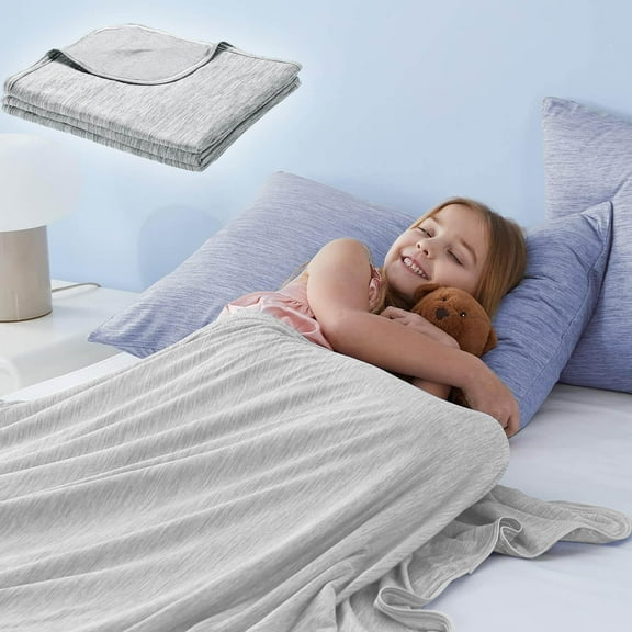 Cooling Blanket for Hot Sleepers, Large Thin Summer Ice Silk Cold Blanket for Adults Children Sleeping, Double Sided Ice Blankets for All Season, Breathable Lightweight Cooling Blanket, 100*150cm