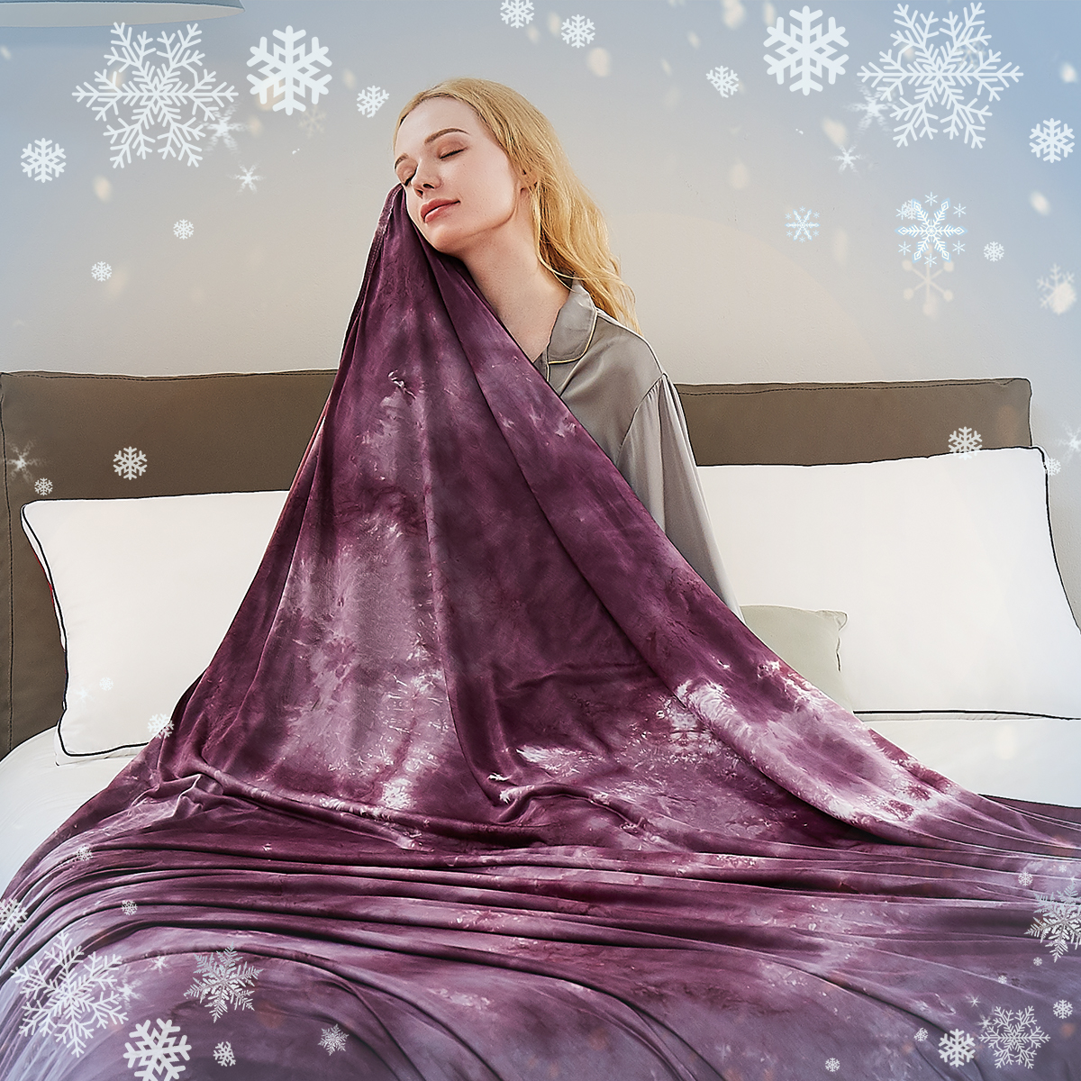 Topcee Cooling Blanket (50"x70"Throw Size) for Hot Sleepers QMax >0.5 Decorative Tie Dye