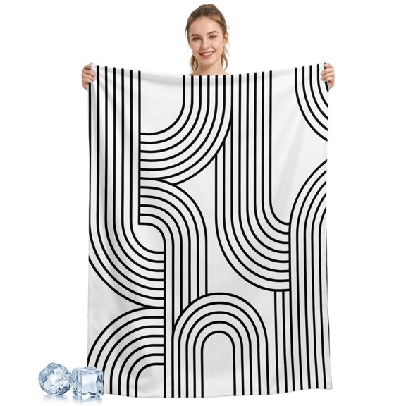 Cooling Blanket Parallel Arching Lines Cooling Blankets for Hot Sleepers Black Wave Tracks Cool Blanket Soft Lightweight Ice Cold Summer Rest Throw Blanket for Night Sweats Couch Bed Sofa 30x40 Inch