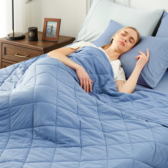 Cooling Blanket Queen Size Q-Max 0.45 Ultra-Cool Lightweight Breathable Summer Blanket Dark Blue
