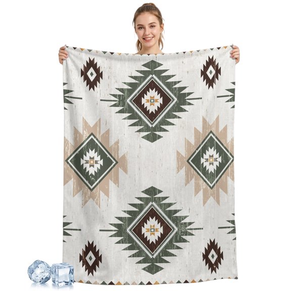 Cooling Blanket Sage Green Boho Aztec Cooling Blankets for Hot Sleepers Southwest Tribal Style Cool Blanket Soft Ice Cold Summer Rest Throw Blanket for Night Sweats Couch Bed Sofa 60x80 Inch