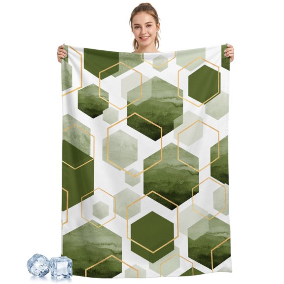 Cooling Blanket Sage Green Geometric Cooling Blankets for Hot Sleepers Modern Abstract Lines Cool Blanket Soft Ice Cold Summer Rest Throw Blanket for Night Sweats Couch Bed Sofa 30x40 Inch