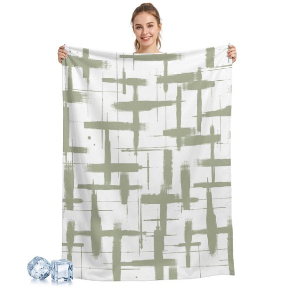 Cooling Blanket Sage Green Graffiti Lines Cooling Blankets for Hot Sleepers Abstract Grid Cool Blanket Soft Lightweight Ice Cold Summer Rest Throw Blanket for Night Sweats Couch Bed Sofa 30x40 Inch