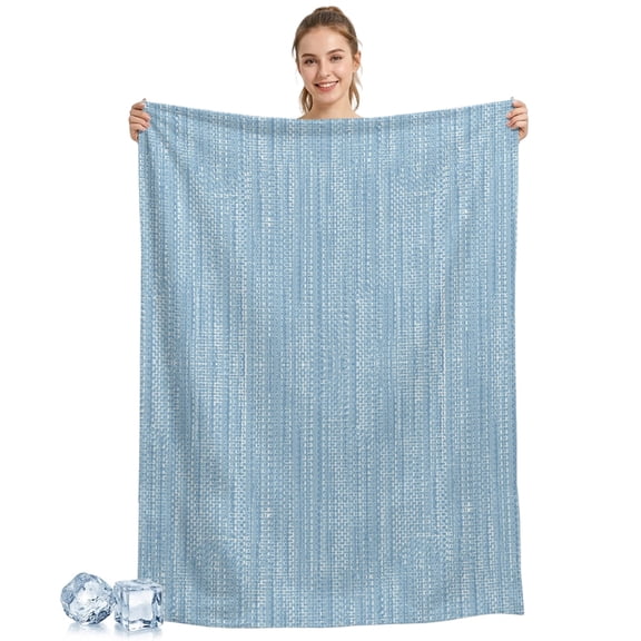 Cooling Blanket Steel Blue Linen Weave Texture Cooling Blankets for Hot Sleepers Solid Color Cool Blanket Soft Ice Cold Summer Rest Throw Blanket for Night Sweats Couch Bed Sofa 40x60 Inch