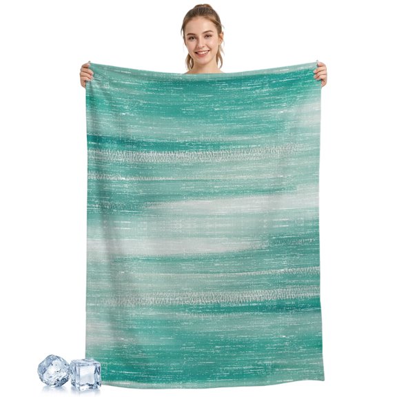 Cooling Blanket Teal Brushes Graffiti Cooling Blankets for Hot Sleepers Misty Foggy Painting Cool Blanket Soft Ice Cold Summer Rest Throw Blanket for Night Sweats Couch Bed Sofa 30x40 Inch