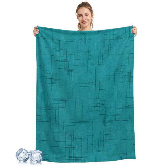 Cooling Blanket Teal Textile Weave Cooling Blankets for Hot Sleepers Intersect Lines Linen Cool Blanket Soft Lightweight Ice Cold Summer Rest Throw Blanket for Night Sweats Couch Bed Sofa 30x40 Inch