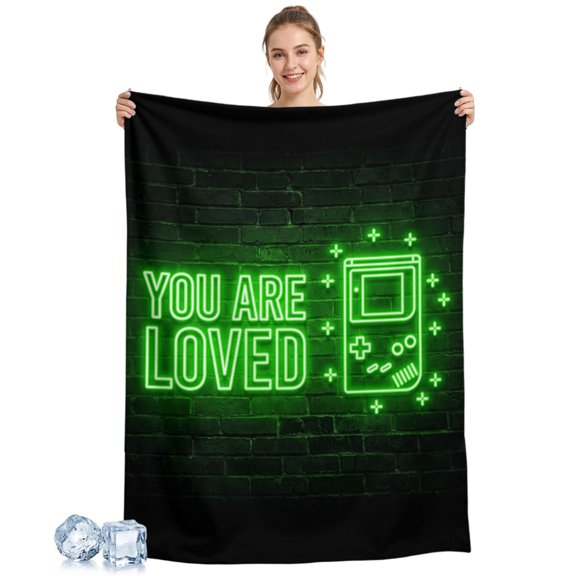Cooling Blanket Video Game Cooling Blankets for Hot Sleepers Green Shiny Gaming Playing Gamer Cool Blanket Soft Ice Cold Summer Rest Throw Blanket for Night Sweats Couch Bed Sofa 30x40 Inch