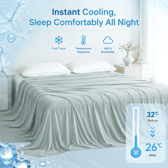 Cooling Blanket for Hot Sleepers, Full Size, Breathable Ultra Thin Summer Bed Blanket, Green