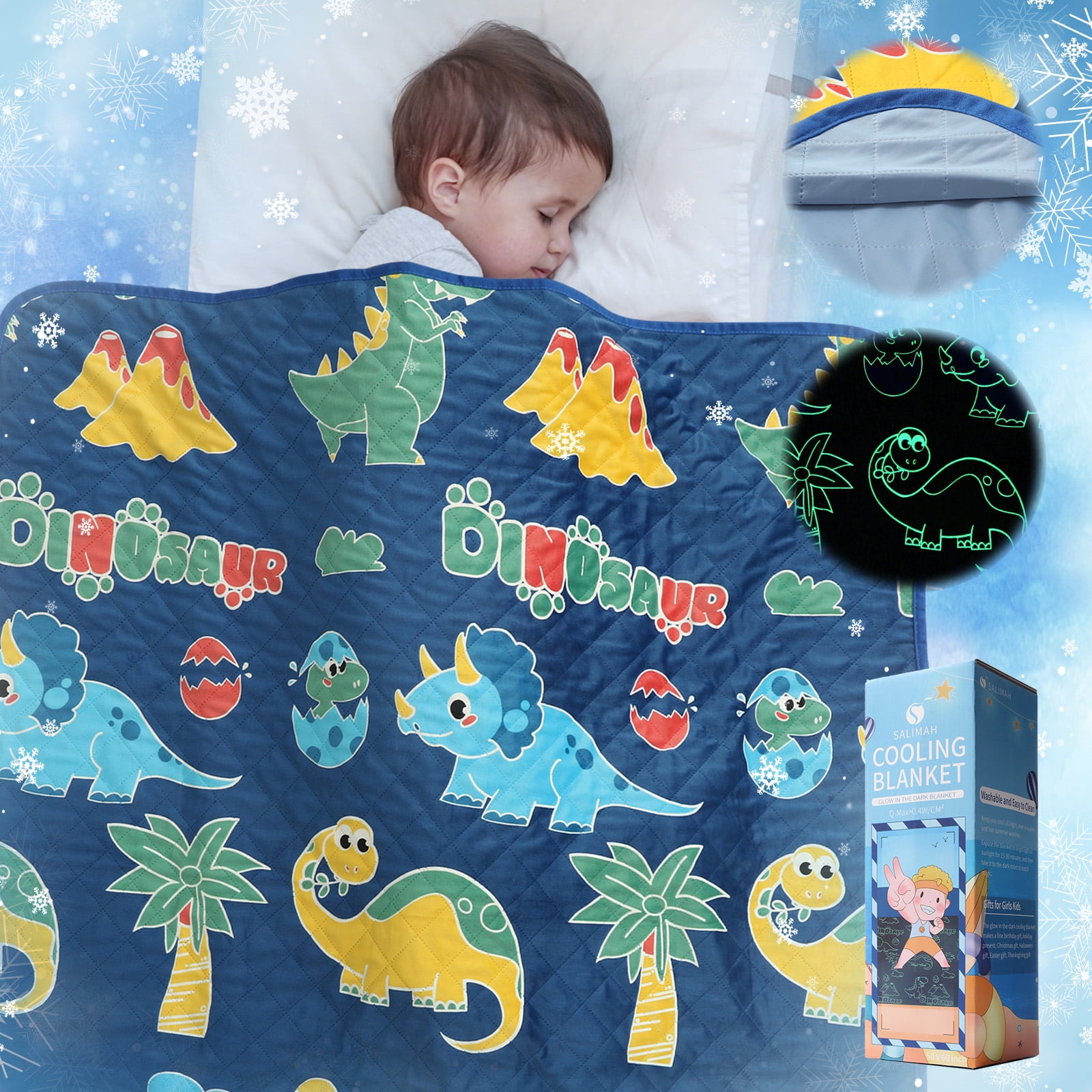 Cooling Blanket for Hot Sleepers,Glow in the Dark Dinosaur Blanket