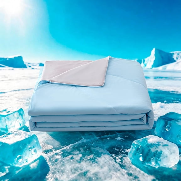Cooling Blanket for Hot Sleepers & Night Sweats – Lightweight Breathable Summer Comforter, Double-Sided Cool Fabric, King Size, Gray/Blue