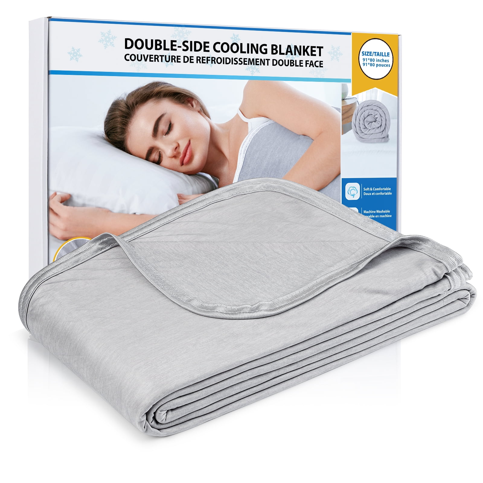 Free Shipping Cooling Blanket for Sleeping Large Size 91 x80 Summer Blanket Throw for Hot Sleepers Double Sided Cold Effect Blankets Gift for Men Women Walmart