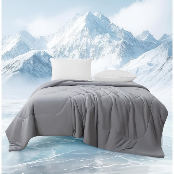 Cooling Blankets for Hot Sleepers, Luxury Lightweight Cozy Soft Throw for Night Sweats Double Sided Breathable Blanket for Bed Couch Sofa, Q-Max 0.4 Cold Tech Ice Blanket, Queen (90"x90"), Grey
