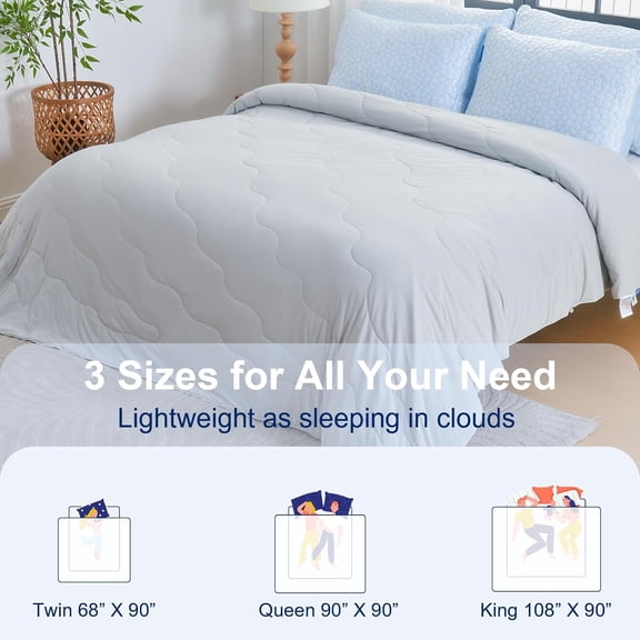 Cooling Blankets for Hot Sleepers and Night Sweats All Season,Cooling Comforter Twin Size,Double-Sided Ice Blanket Technology Absorbs Body Heat Q-Max>0.4,Lightweight Breathable,Gray,68"x90"