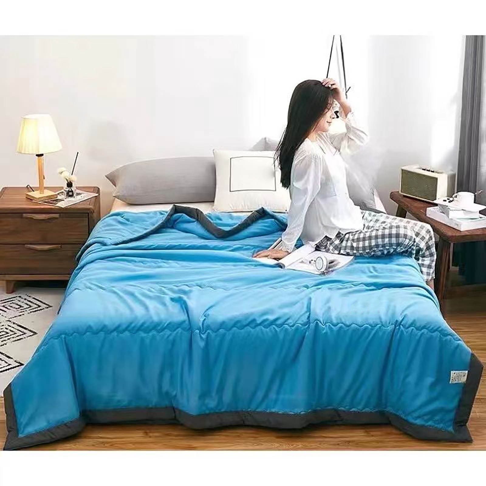 HOMFINE Cooling Blanket For Hot Sleepers - Double-Sided, 90x90 Inches, Purple, Lightweight & Breathable - View #10