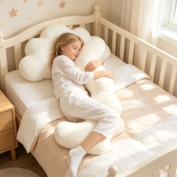 Cooling Body Pillow for Side Sleeper, L Shaped Long Hugging Pillow with Breathable Removable Washable Cover, Full Body Support Cushion for Bed Backrest, 35.4", Beige