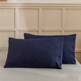 thumbnail image 1 of Cooling Body Pillowcase Set (2 Pack) for Hot Sleepers & Night Sweats, Breathable Velvet Soft Envelope Closure, 20x35 Inch Navy Blue Long Pillow Covers for All Seasons, 1 of 7