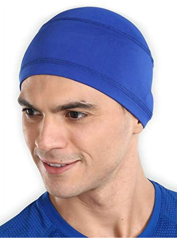 Cooling Cap Helmet Liner Skull Cap Running Beanie Ultimate Performance Moisture Wicking Fits Under Helmets Blue Osfm