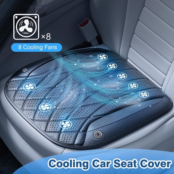Cooling Car Seat Cushion Front Seat, 8 High-Power Fans Ventilated Seat Cover with 3 Cooling Speeds, Intelligent Sensor Start/Stop, 5V USB Powered Air Conditioned Pad for Car Office Home (Black)