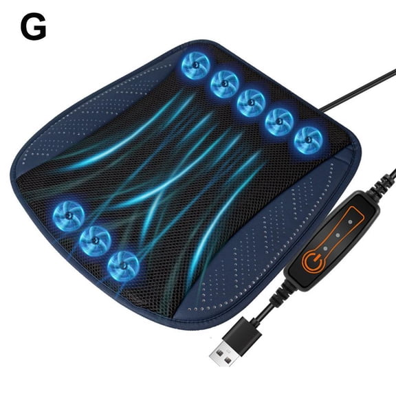 Cooling Car Seat Cushion with 5 Fans - Ventilated, Breathable Ice Silk Pad for Car, Home Office Chair - USB Powered