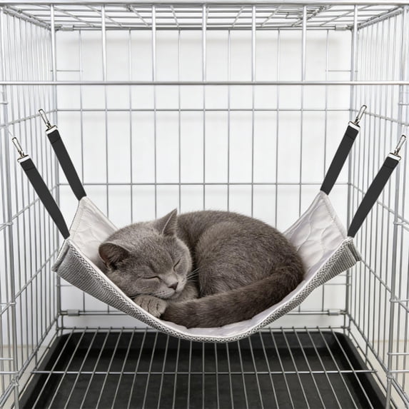 Cooling Cat Bed, Polyester, Portable, Washable, Hammock Style, For Crate and Home, Summer Pet Cooling Mat, Physical Cooling Gel Pad, Long-Lasting Cool Down Gray A