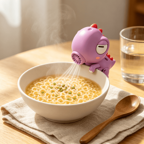 Cooling Clip-On Mini Fan for Cup & Bowl, Cute Dinosaur Fans Coffee Chiller, Portable Hanging Mug Fan for Iced Coffee Soup Drinks, Hands Free Electric Fans for Kitchen Dining Dorm Use