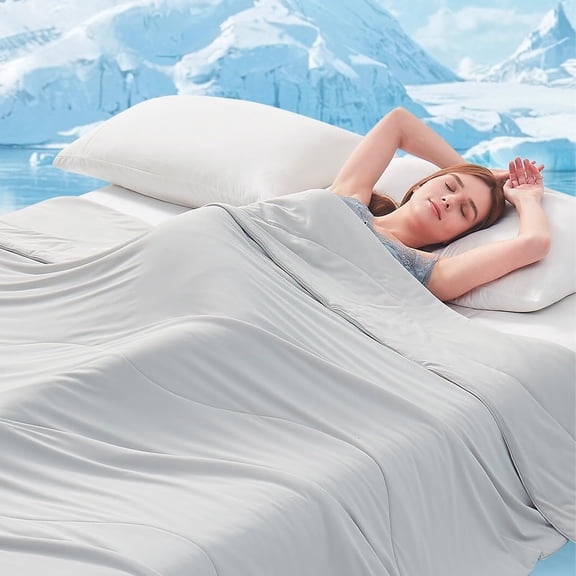 Cooling Comforter-Cooling Blanket Everlasting Cold Touch for Hot Sleepers-Q-max>0.45 Double-Sided Lightweight Design Summer Ice Blanket for Night Sweats-Grey Size (60"x90")