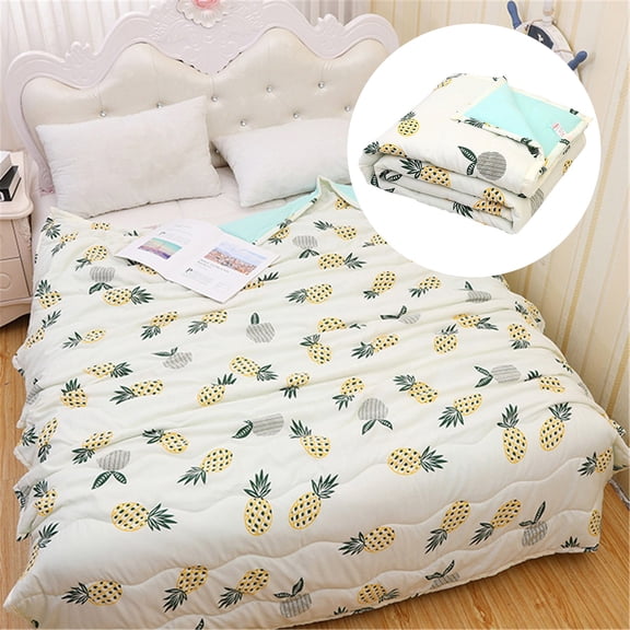 Cooling Comforter Double-Sided Cold Feel You Pineapple Bedding Duvet Set Queen Size Cute Fruit Decorated Summer Cool Quilt Girls Boys Modern Microfiber Quilt Air Conditioned Summer Cool Quilt