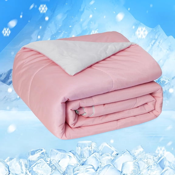 Cooling Comforter Double-Sided Cold Tech Fabric Cooling Blanket for Night Sweats Hot Sleepers, Q- 0.45 Soft Breathable Silky Smooth Lightweight Summer Comforter