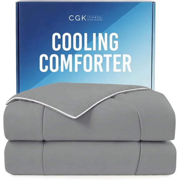 Cooling Comforter Full Queen Size 90x90 Inches Dark Grey