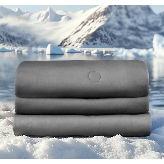 Cooling Comforter Full/Queen Size with Tencel Fill, Cooling Blankets for Hot Sleepers & Night SweatsDouble-Sided Cold Blanket All Season Breathable Lightweight Duvet, 90x90 Inches, Grey