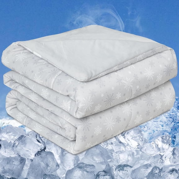 Cooling Comforter, Japanese Q-Max 0.45 Double Sided Cooling Blankets for Hot Sleepers & Night Sweats, Lightweight Breathable Summer Quilts for Bed, Travel, Camping, Grey, Cal King 96" x 102"