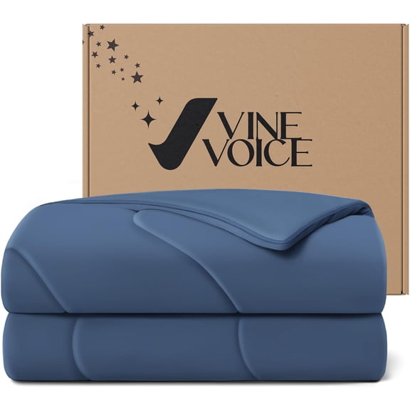 Cooling Comforter Queen 90x90 Midnight Blue Double-Sided Cool Touch Nylon Shell Q-Max >0.4 Sorona Fill Lightweight Breathable