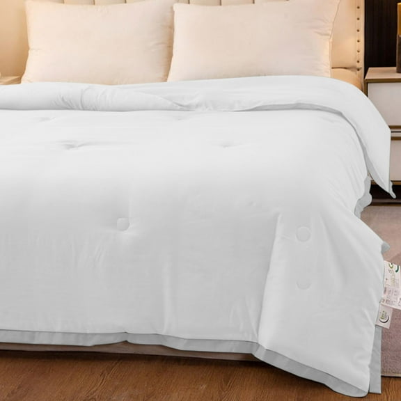 Cooling Comforter Queen Cool Feeling Silk Quilt Soft And Breathable Cool Quilt Double Layer Lightweight Cotton Quilt Summer Air Conditioning Quilt Bedding For All Season 59x78 in