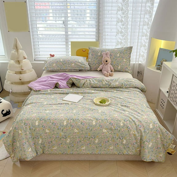 Cooling Comforter Queen Size,Comforter,Skin Friendly Plain Printed Washed Cotton Summer Quilt Ventilation Quilt For All Season 59.06x78.74 in