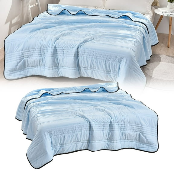 Cooling Comforter Queen Size, Cooling Blankets for Hot Sleepers and Night Sweats, Blue Summer Comforter for Queen Size Bed, Breathable Soft Lightweight Silk Smooth, 59.06x78.74"
